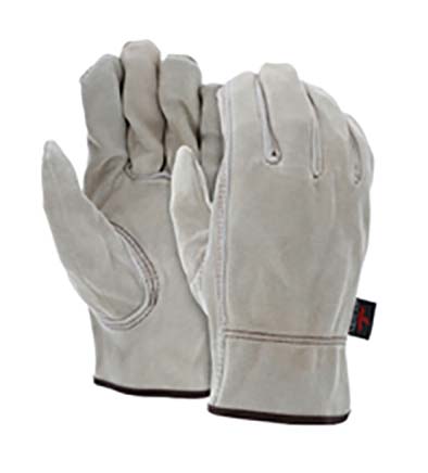 MCR Safety&reg; Leather Drivers Work Gloves, Premium Grade Brown Split Cow Leather - Keystone Thumb - XL